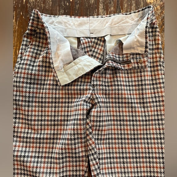 90s vintage mens pant gray/ blue/ black/ rust/ hounds tooth pattern - Picture 4 of 9